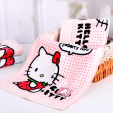 亚光 Hello Kitty凯蒂猫草莓之恋纯棉卡通方巾