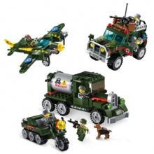启蒙 军事系列武装车飞机积木玩具