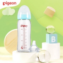 贝亲宽口径玻璃奶瓶奶嘴套装 婴儿奶瓶240ml+奶嘴2个