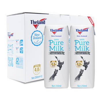 纽仕兰 4.0g蛋白质低脂纯牛奶250ml*12盒