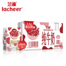 兰雀（Lacheer）高钙纯牛奶 200ml*24盒