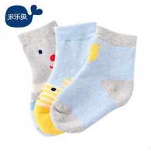 米乐鱼 儿童棉袜毛圈袜 3双装
