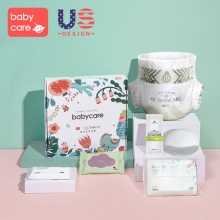 babycare纸尿裤S3片湿巾润肤霜防溢乳垫礼盒