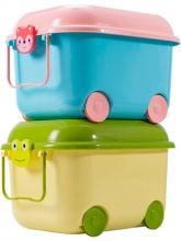 聚可爱 儿童塑料整理箱滑轮收纳箱
