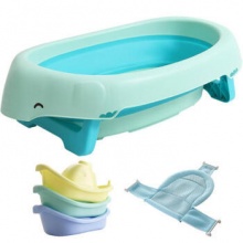 日康 婴儿折叠浴盆带浴网和浮水婴儿玩具3只