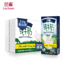 兰雀（Lacheer）脱脂纯牛奶200ml*24盒