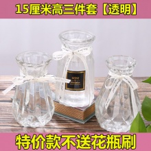 荣恋 玻璃透明花瓶3件套