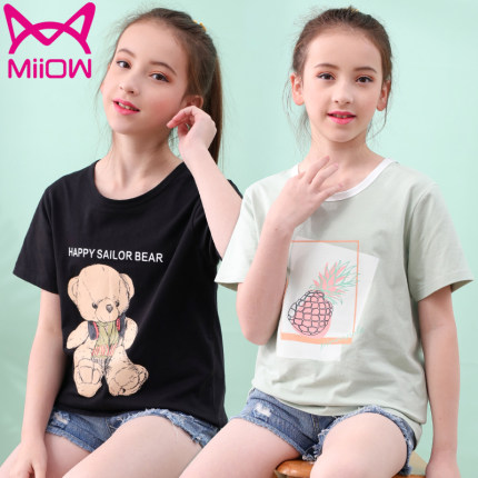 MiiOW/猫人 女童短袖T恤