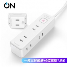 ON   插座 一转三转换器+6位全长1.8米