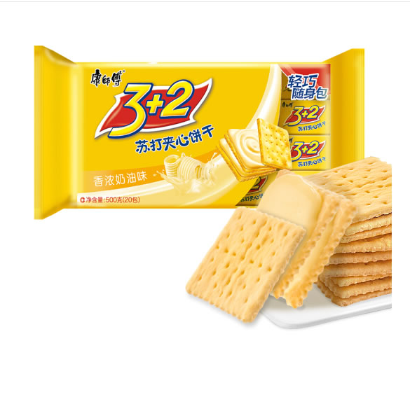 康师傅 3+2苏打夹心饼干500g