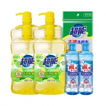 超能柠檬活力洗洁精1.5kg*4瓶+220g*2瓶+洗碗布