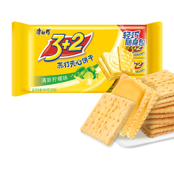 康师傅 3+2苏打夹心饼干 清新柠檬味 500g