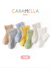 caramella 夏季薄款儿童袜网眼袜7双
