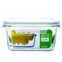 贝特阿斯（BestHA） 耐热玻璃饭盒 保鲜盒 正方形1000ml 