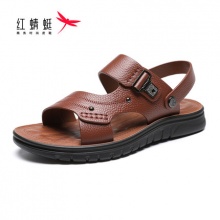 红蜻蜓 男十休闲外穿真皮凉拖两用沙滩鞋