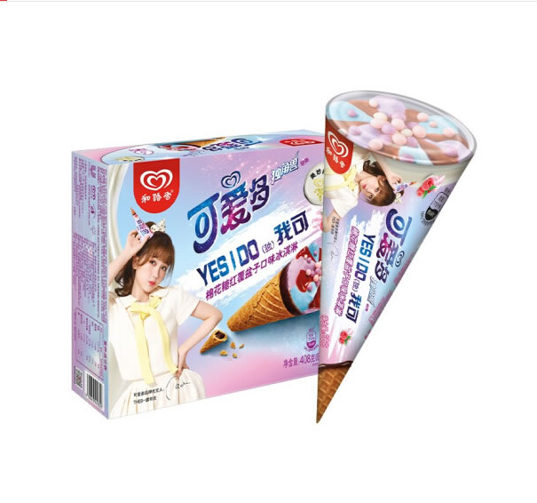 和路雪 可爱多甜筒棉花糖红覆盆子口味68g*6支