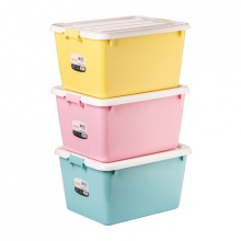 茶花 50L家用塑料收纳箱3只装