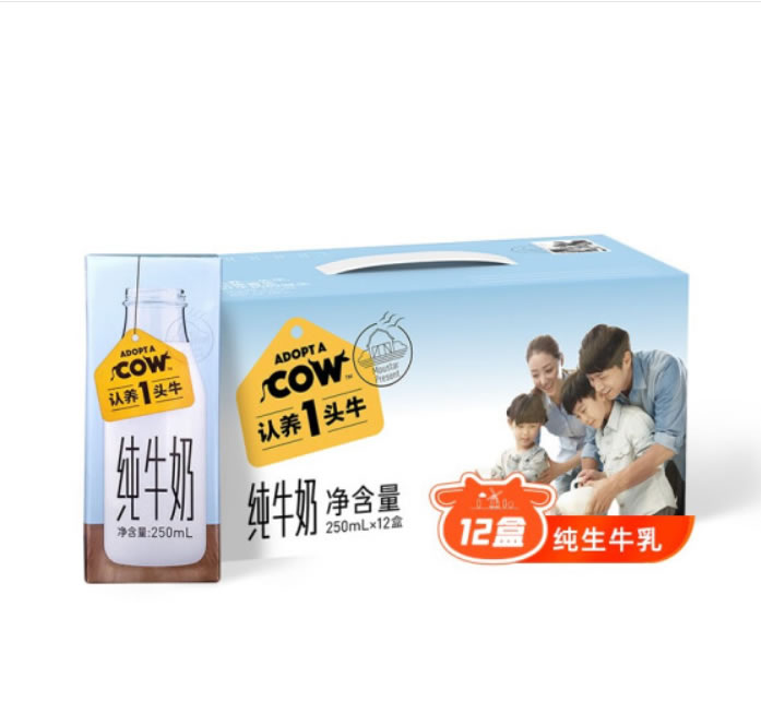 认养一头牛 全脂纯牛奶250ml*12盒