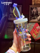乐美雅 便携耐高温玻璃水杯吸管杯