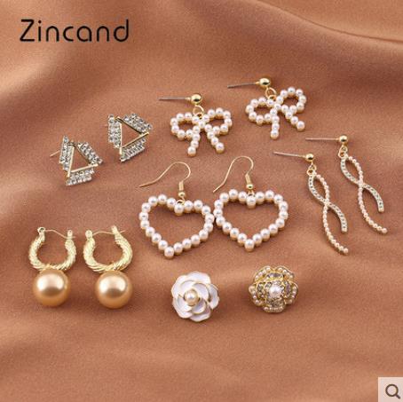 Zincand 金属风珍珠耳环