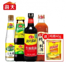 海天 生抽750ml+蚝油260g+料酒800ml+白米醋450ml +鸡精菜调味点蘸组合