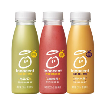 innocent天真 鲜打原果 芒果 草莓 奇异cc混合装250ml*3