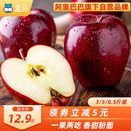 盒马 21年新果上市 甘肃天水高山花牛苹果3斤