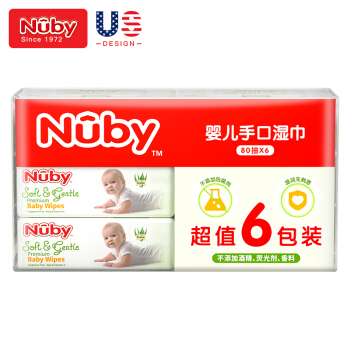 努比（Nuby）婴儿湿巾 80片×6包带防尘盖