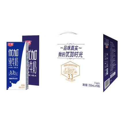 光明 优加纯牛奶250ml*16盒