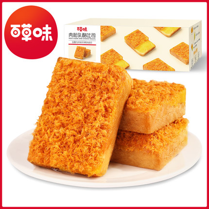 百草味 肉松乳酪吐司520g