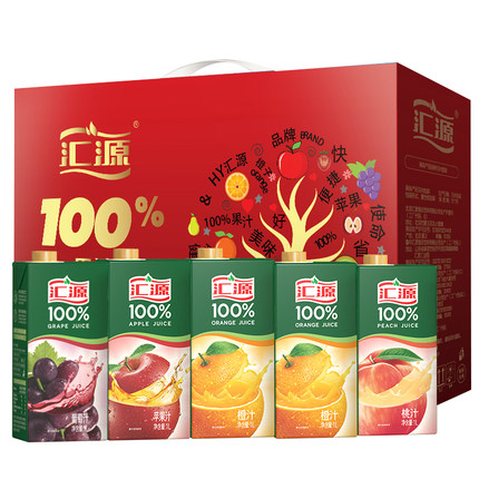汇源100%果汁臻贵礼盒混合装1L*5盒