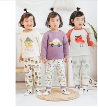 嘿宝贝 三层保暖夹棉内衣家居服套装