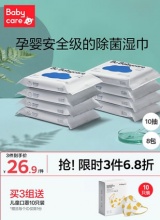 babycare杀菌消毒湿巾便携装10抽*8包*2