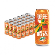 美年达 橙味碳酸汽水细长罐330mL*24罐