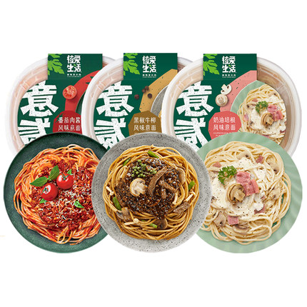 植爱生活 奶油培根/番茄肉酱/黑椒牛柳意面280g*3包