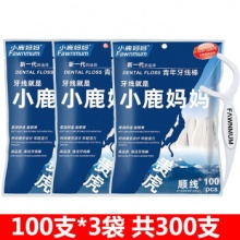 小鹿妈妈 牙线棒100支*3袋 共300支