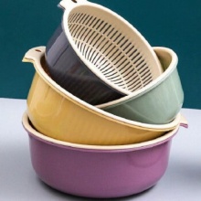 衍简 双层洗菜篮小号+中号+大号3个6件套