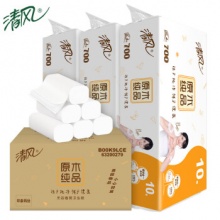 清风 无芯卷纸 原木经典4层70克10卷3提