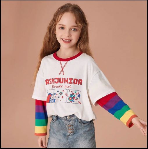 ABCKIDS  女童假两件长袖T恤