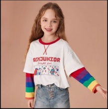 ABCKIDS  女童假两件长袖T恤