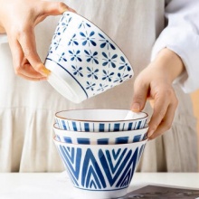 竹木本记  5英寸斗笠碗4个