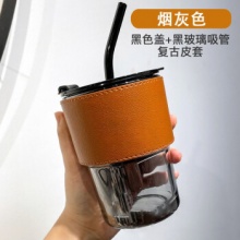 萌物坊 玻璃吸管杯 450ml