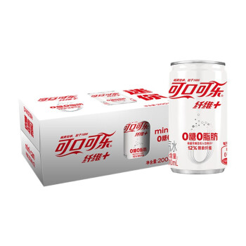 可口可乐 可乐纤维+无糖0脂肪0热量碳酸饮料 200ml x12罐