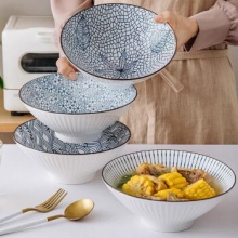 竹木本记 釉下彩8英寸日式斗笠面碗