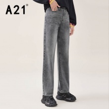 A21 牛仔高腰锥型长裤