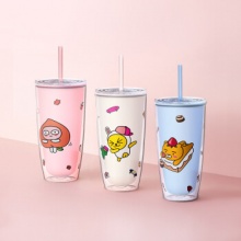 乐扣乐扣 双层吸管塑料杯 750ml 