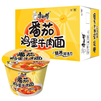 康师傅 番茄鸡蛋牛肉泡面12桶