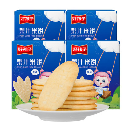 好孩子儿童零食非油炸梨汁米饼50g*4