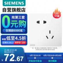 西门子 皓彩雅白 斜五孔插座 10只装