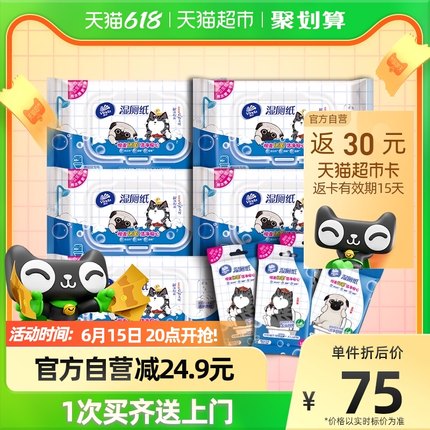 维达 湿厕纸吾皇定制40片*5包+10片*4包 